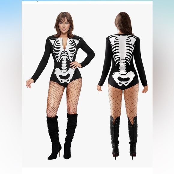 Spooktacular Creations Tops - NWT Skeleton Print Bodysuit/ costume size Small